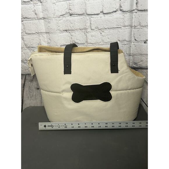 New York Dog City Tote Dog Carrier Shoulder Bag Cream Peek Thru Net Travel Beige - Picture 10 of 11